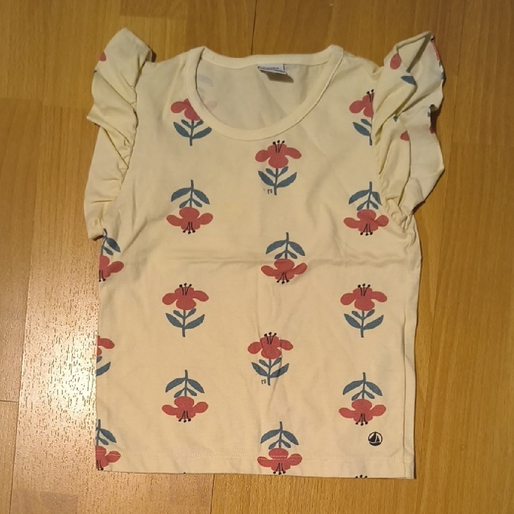 Petit Bateau | Cream and Pink Floral Kids Tee